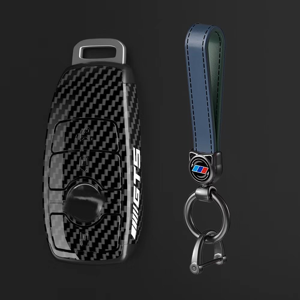 Top sale zinc alloy smart control car key cover 4 button with belt keychain car key case for Mercedes Benz Class A/C/E