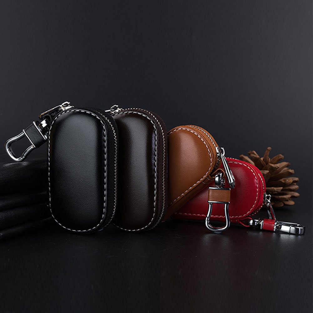 Car Keychain Covers Men Key Holder Leather Customized Wallets Housekeeper Keys Organizer Zipper Case Bag Unisex Pouch Purse