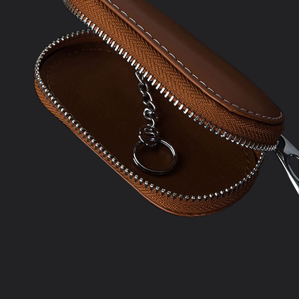 Car Keychain Covers Men Key Holder Leather Customized Wallets Housekeeper Keys Organizer Zipper Case Bag Unisex Pouch Purse