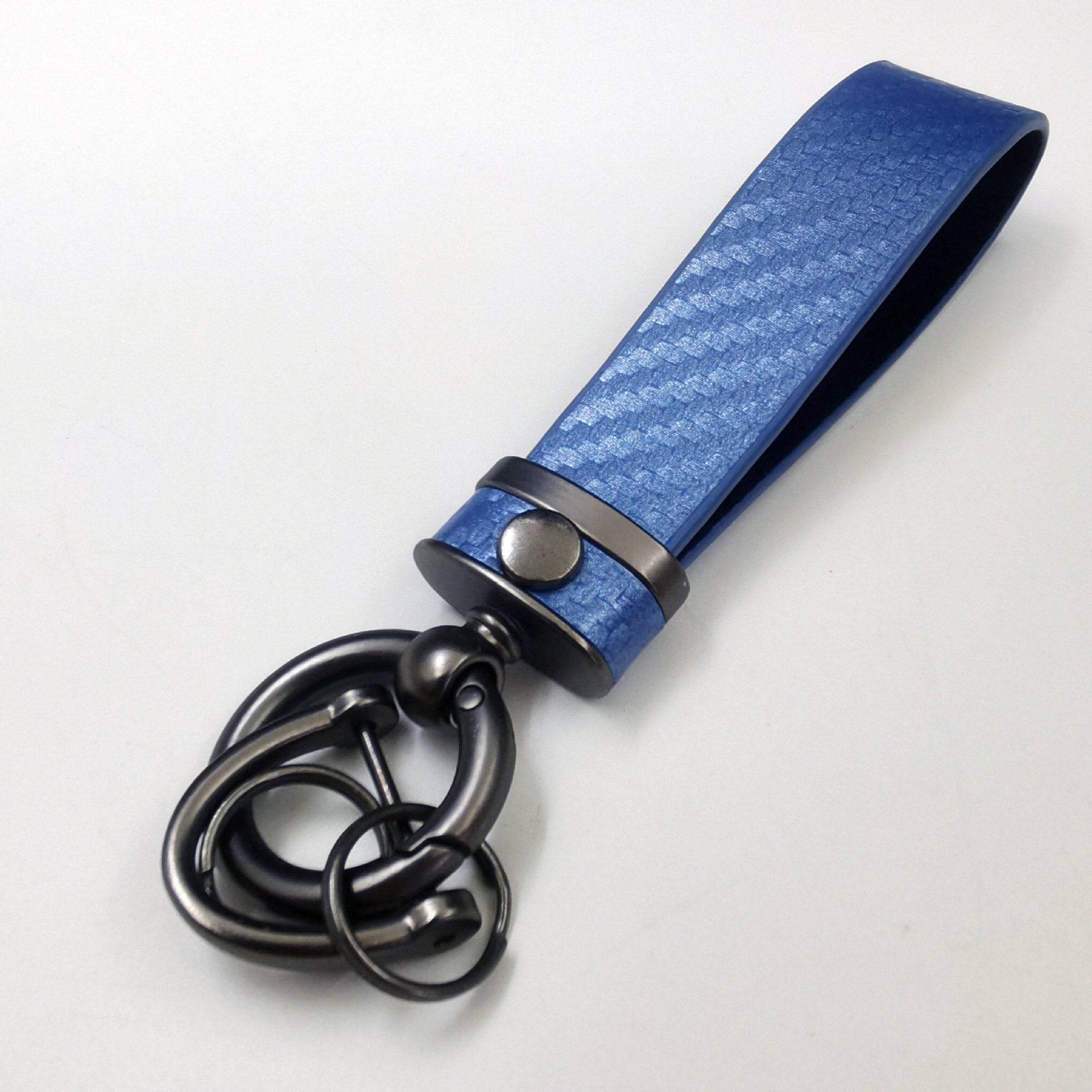 Men's Carbon Fiber Car Key Keychain Spring Keyring Leather Key Fob Car Accessories Organizer D-Ring Anti Lost Car Key Key Chains