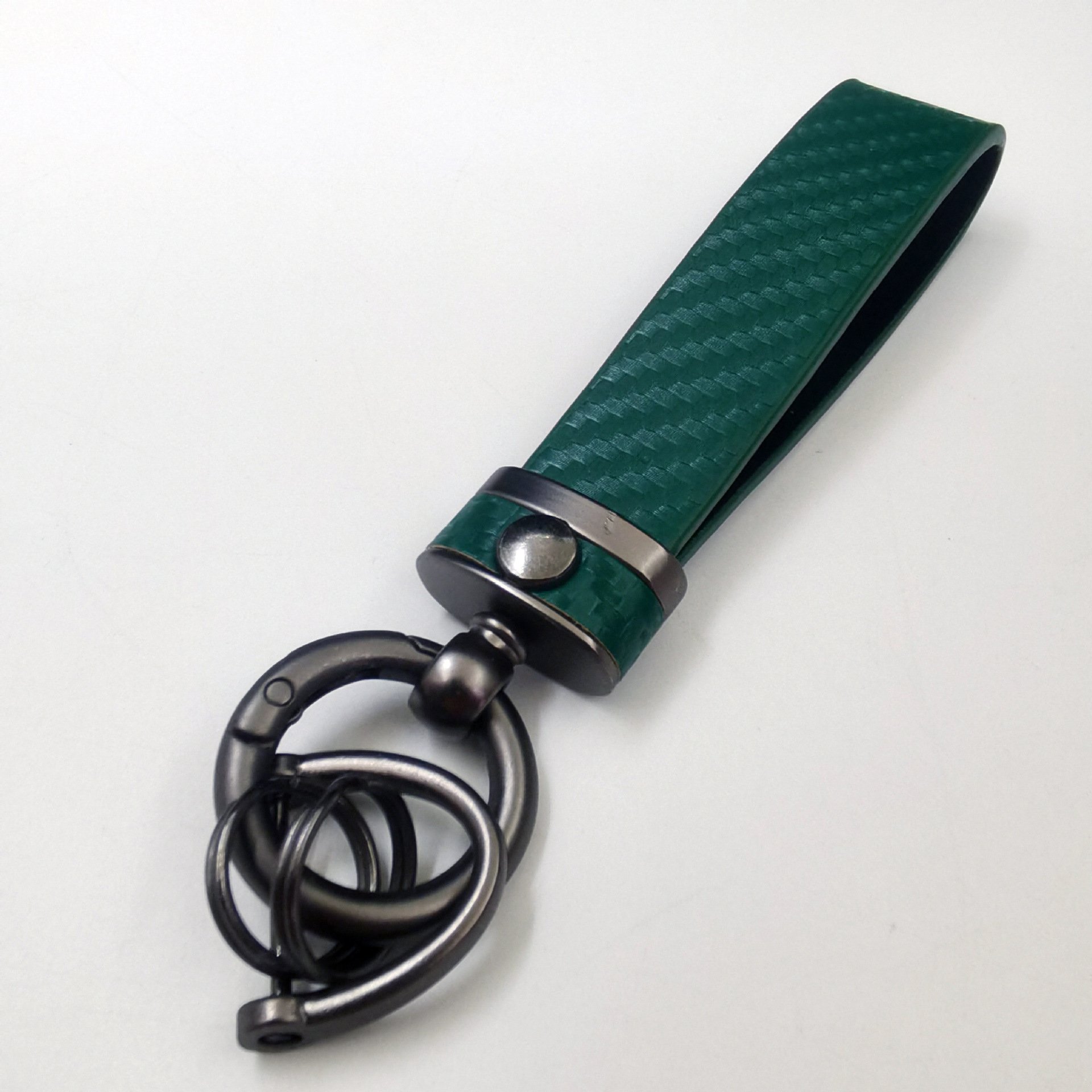 Men's Carbon Fiber Car Key Keychain Spring Keyring Leather Key Fob Car Accessories Organizer D-Ring Anti Lost Car Key Key Chains