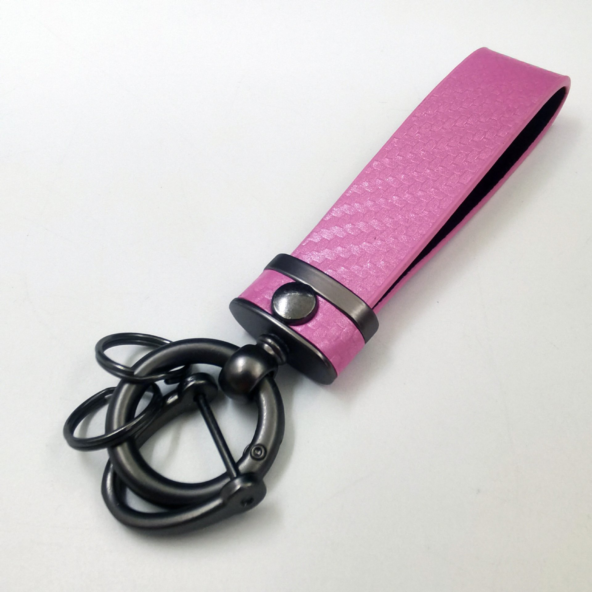 Men's Carbon Fiber Car Key Keychain Spring Keyring Leather Key Fob Car Accessories Organizer D-Ring Anti Lost Car Key Key Chains
