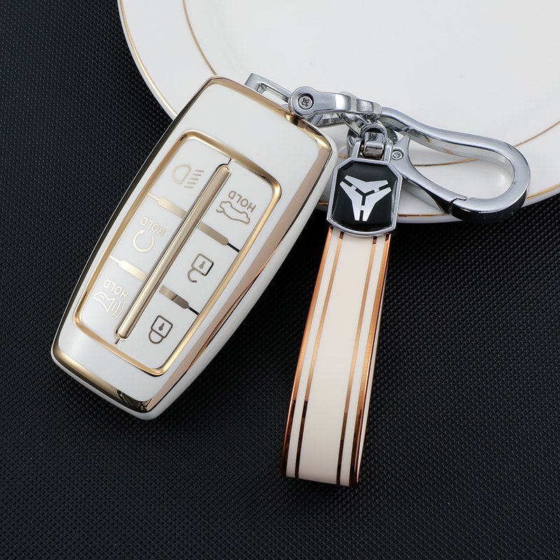 Car Key Fob Cover Fit for Hyundai Genesis G80 GV70 Key Protective Cover , Key Holder Car Accessory