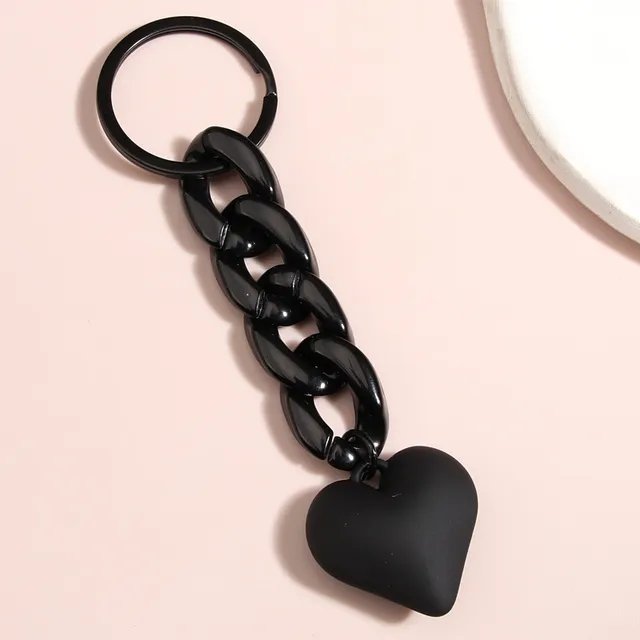 Handmade Heart Keychain Acrylic Plastic Link Chain Key Ring For Women Girls Handbag Pendant Accessories Car Keys Jewelry Gifts