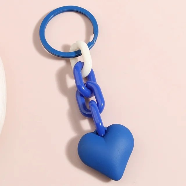 Handmade Heart Keychain Acrylic Plastic Link Chain Key Ring For Women Girls Handbag Pendant Accessories Car Keys Jewelry Gifts