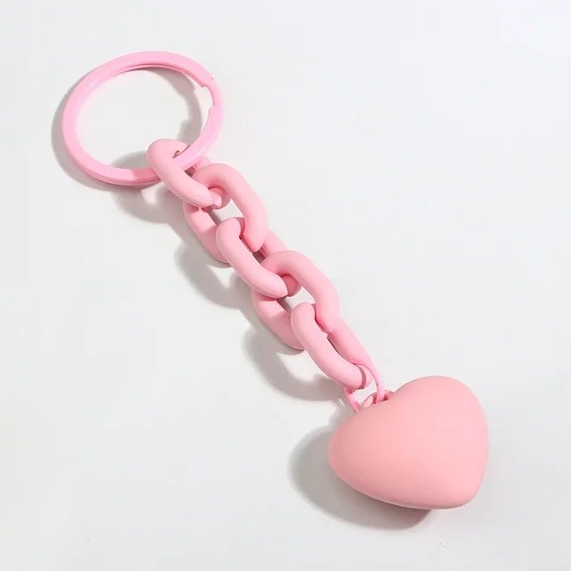 Handmade Heart Keychain Acrylic Plastic Link Chain Key Ring For Women Girls Handbag Pendant Accessories Car Keys Jewelry Gifts