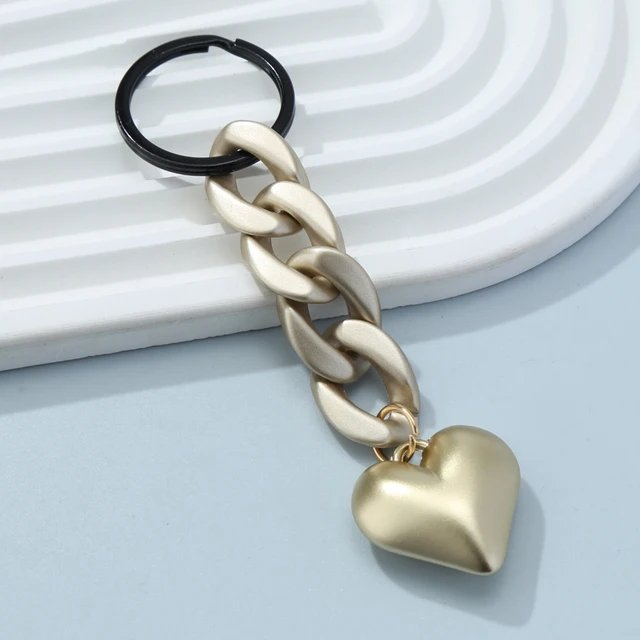 Handmade Heart Keychain Acrylic Plastic Link Chain Key Ring For Women Girls Handbag Pendant Accessories Car Keys Jewelry Gifts