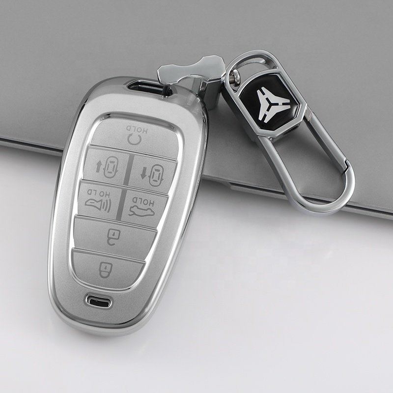 Silver Quicksand TPU Key Fob Cover Fit for Hyundai Elantra Sonata Kia Forte Optima Spectra Protector car key case Accessories