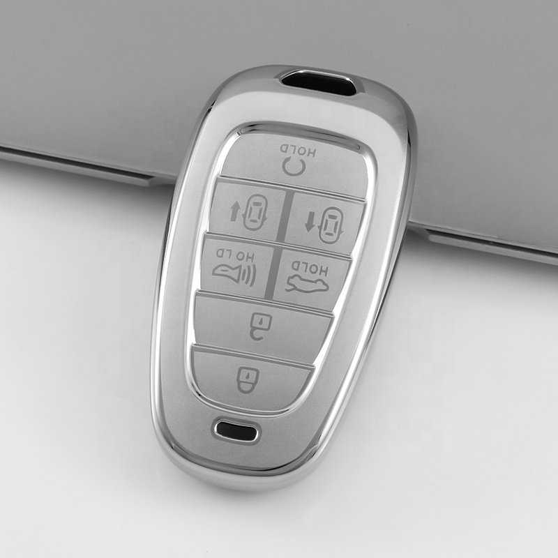 Silver Quicksand TPU Key Fob Cover Fit for Hyundai Elantra Sonata Kia Forte Optima Spectra Protector car key case Accessories