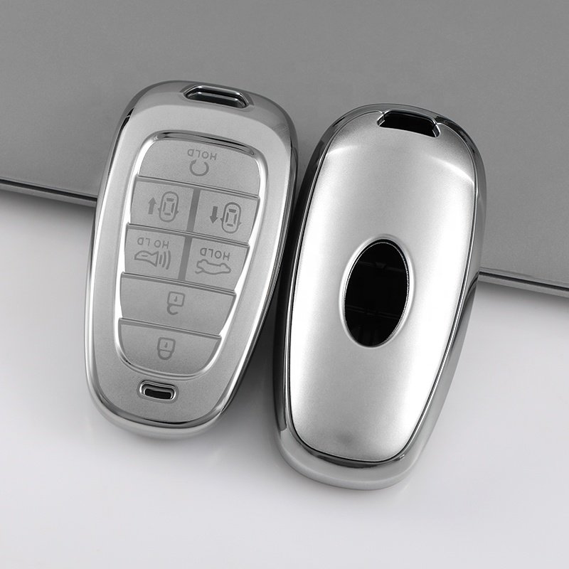 Silver Quicksand TPU Key Fob Cover Fit for Hyundai Elantra Sonata Kia Forte Optima Spectra Protector car key case Accessories