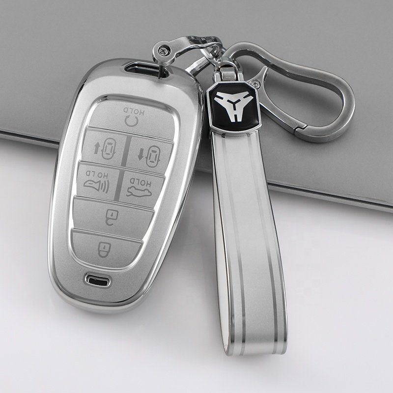 Silver Quicksand TPU Key Fob Cover Fit for Hyundai Elantra Sonata Kia Forte Optima Spectra Protector car key case Accessories