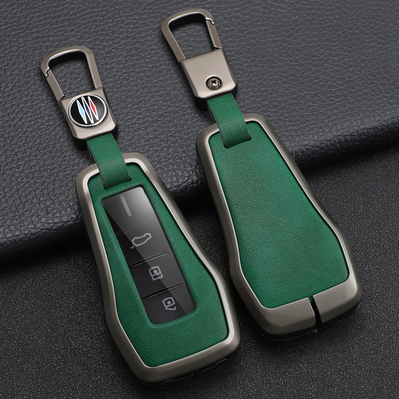 High Quality Remote Key Shell Zinc Alloy+3D Leather Car Key Cover Case with Keychain Accessories Suitable for Xiaopeng