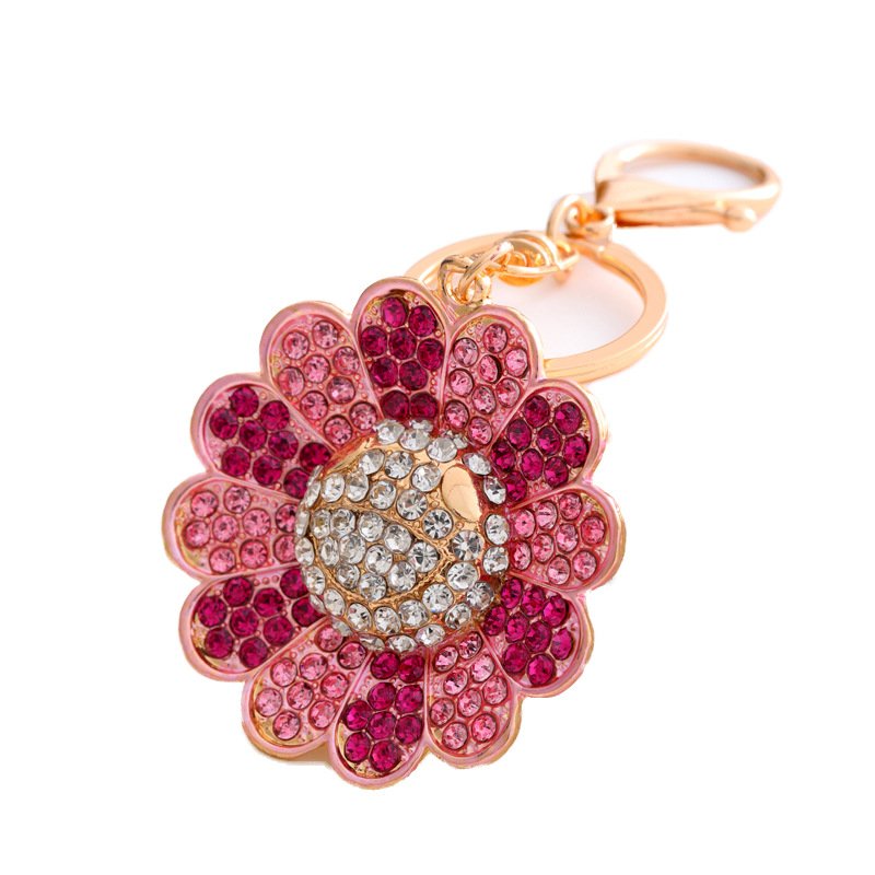 Sunflower crystal Keychain lovely Handbag Car Key chain bling Decoration Pendant Accessories Keyring flower Metal Key Chains