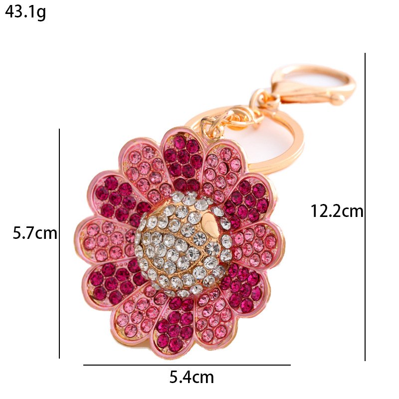 Sunflower crystal Keychain lovely Handbag Car Key chain bling Decoration Pendant Accessories Keyring flower Metal Key Chains