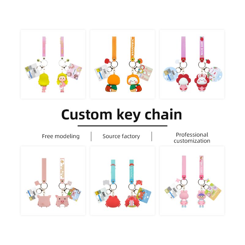 Custom PVC Key Chain Soft Silicone 3D Three-Dimensional Pendant DIY Car Key Chain with Custom Rubber Material