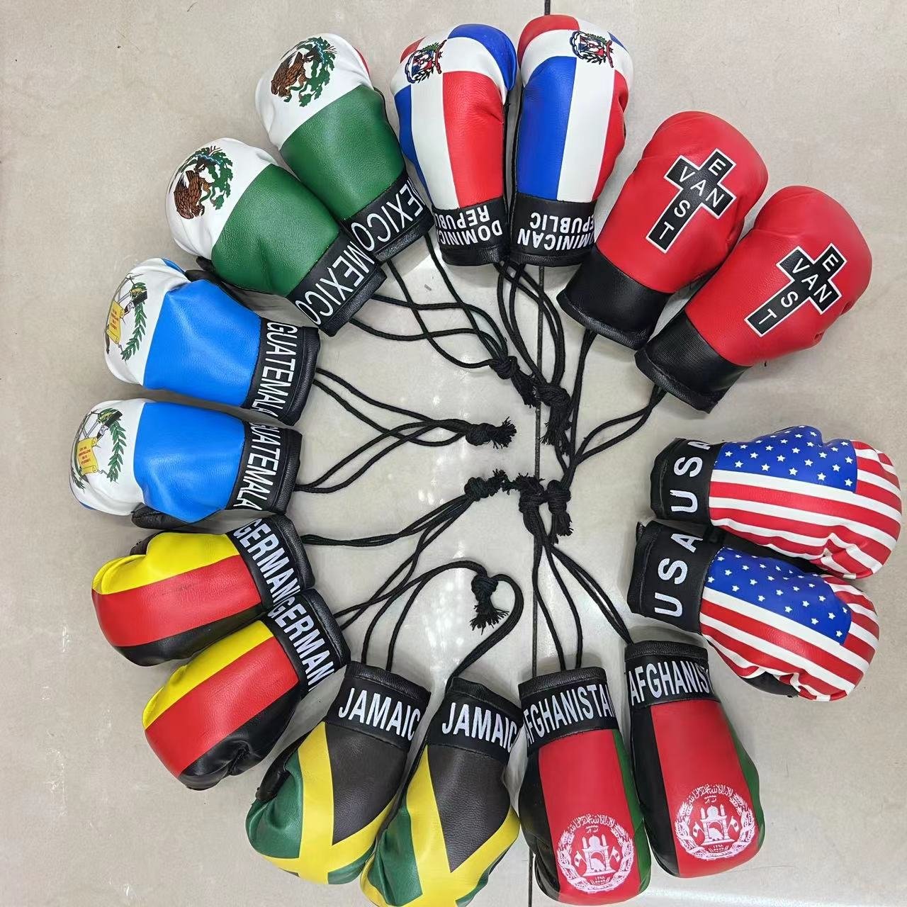 Factory Direct Sales Mini Boxing PU Leather Hand Craft Key Chains Car Hanger