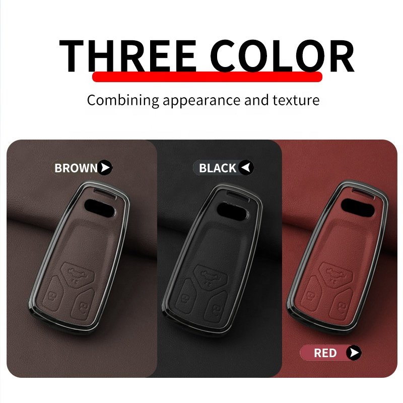 Hot Sale Wholesale With Keychain OEM Case Shell Genuine Leather For Audi A3 Premiumplus Car Key Cover