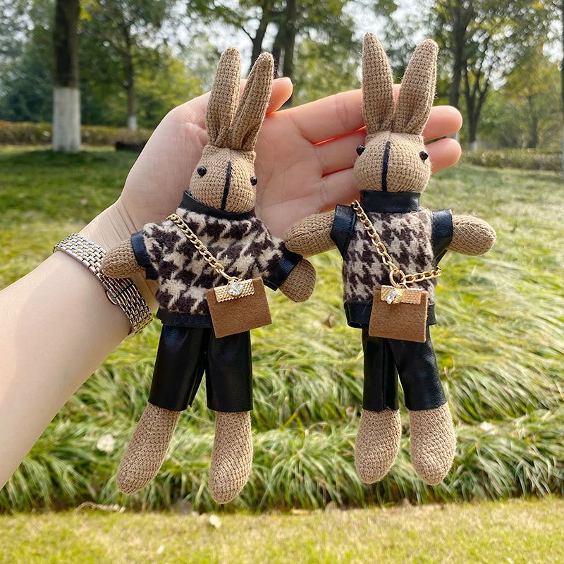 Wholesale cute fashion small rabbit plush toys Bag Car Key Chains Keyring Pendantdoll hanging ornaments bag pendant Keychain