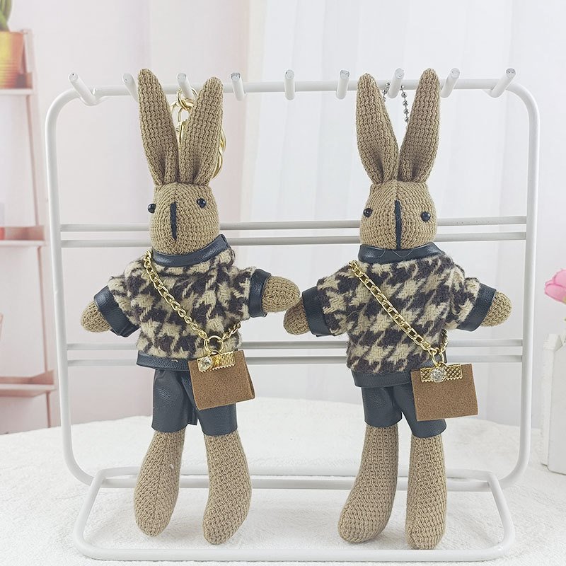Wholesale cute fashion small rabbit plush toys Bag Car Key Chains Keyring Pendantdoll hanging ornaments bag pendant Keychain