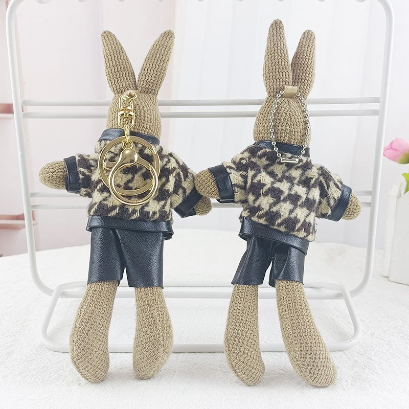 Wholesale cute fashion small rabbit plush toys Bag Car Key Chains Keyring Pendantdoll hanging ornaments bag pendant Keychain
