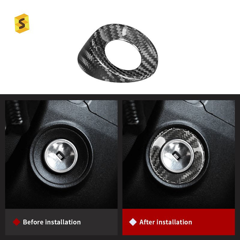 ShaSha Car Interior Accessories Trim Carbon Fiber ignition key switch decorative frame For Chevrolet Camaro 2010-2015