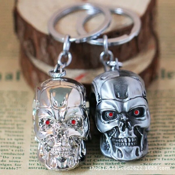 Men Women Fashion Pendant keyring Jewelry Car Key Accessories Vintage Charm Terminator Skull Head Keychain