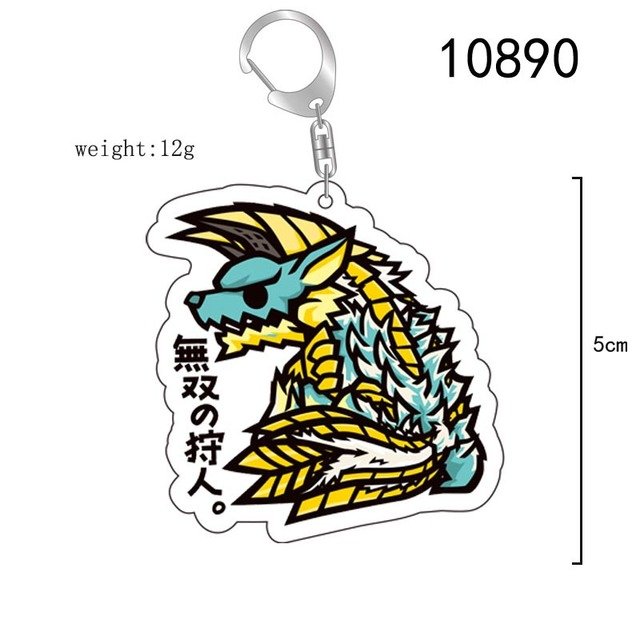 Anime Monster Hunter KeyChain Women Key Chain for Men Key Ring Acrylic Car Keyring Party Pendant Japan Girls Gift Accessories