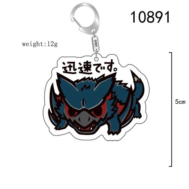Anime Monster Hunter KeyChain Women Key Chain for Men Key Ring Acrylic Car Keyring Party Pendant Japan Girls Gift Accessories