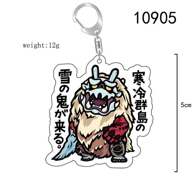 Anime Monster Hunter KeyChain Women Key Chain for Men Key Ring Acrylic Car Keyring Party Pendant Japan Girls Gift Accessories