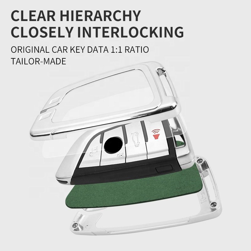 China Manufacturer Luxury Leather Car Key Fob Case Zinc Alloy Key Case with Protective Function Fit Model