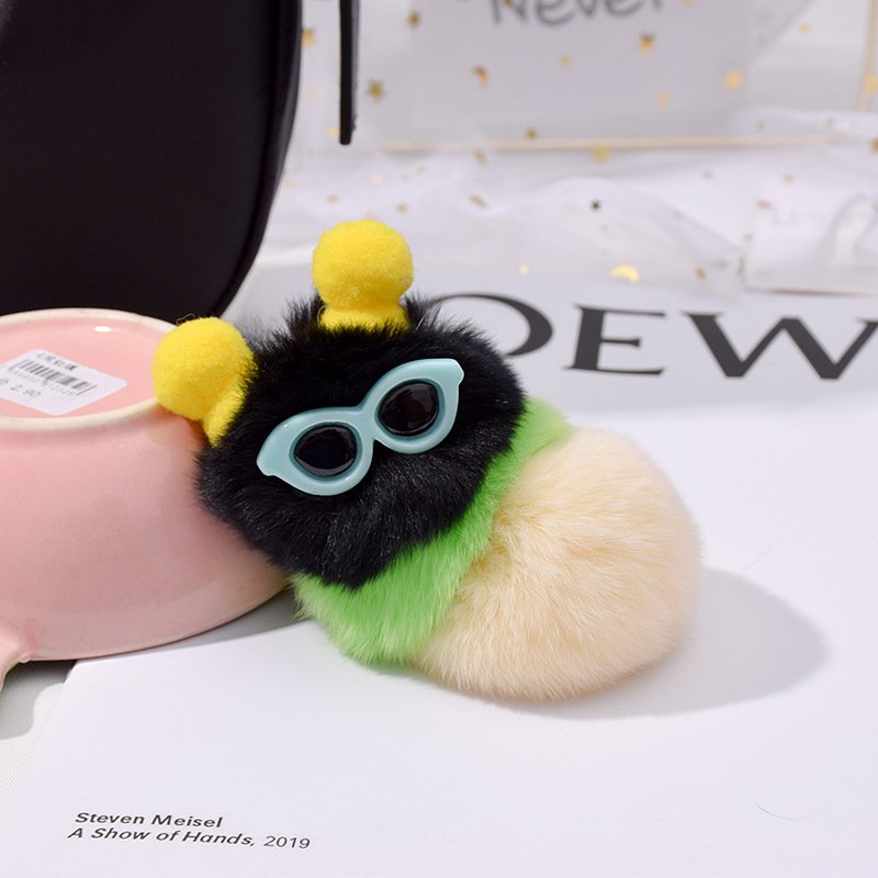 Cute Caterpillars Keychain Bag Ornaments Keyring Car Trinket Key Cartoon Carpenterworm Plush Doll Hanging Accessories