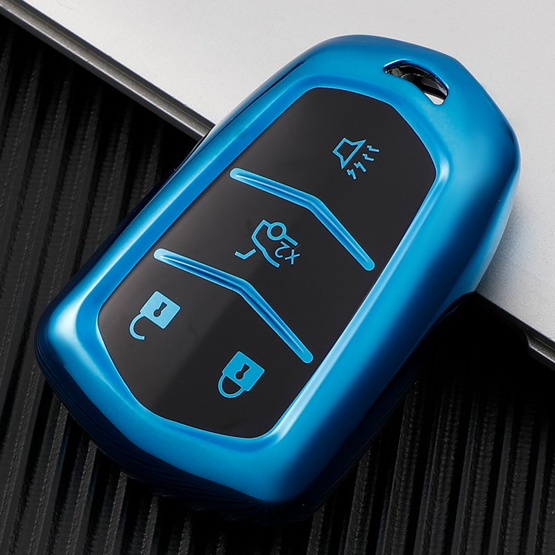 Car Key Fob Cover with Keychain for Cadillac, Premium Soft TPU Key Case Shell for Cadillac, Smart Key Holder Car Accessories