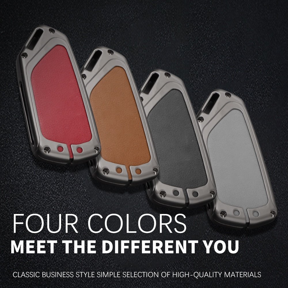 For VW ID4 Volkswagen Swift Key Case Protection Lethher Keychain Remote Cover 4-button Zinc Alloy Car Key Cover
