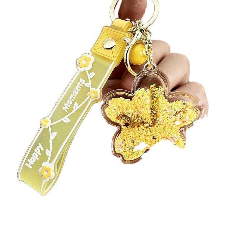 Lovely Ocean Starfish Liquid Key Chain Handbag Pendant Star Shape Ocean Cartoon Charm Moving Acrylic Accessories