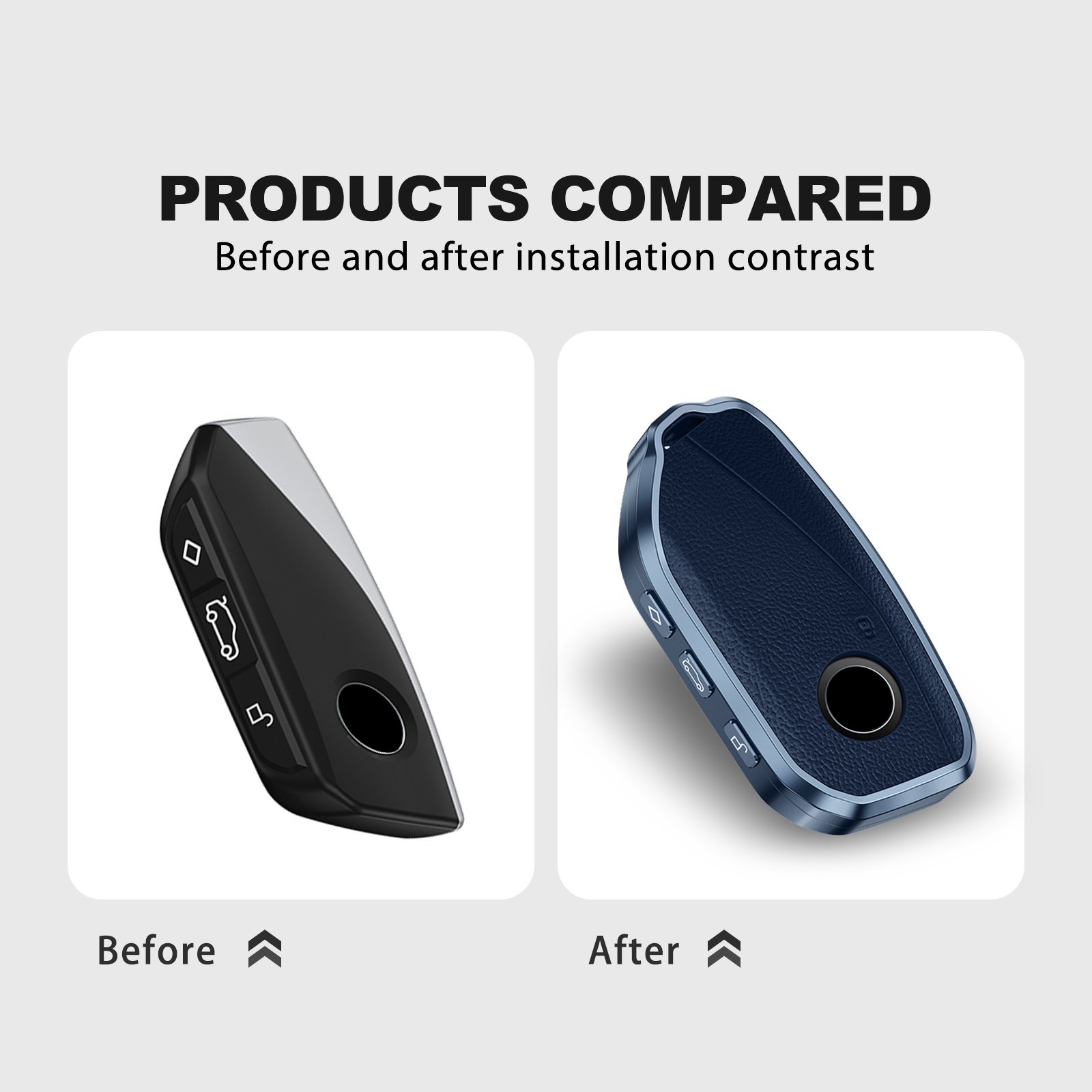 Aluminum Alloy & Leather TPU Accessory Car Key Case Keychain Holder for BMW X1 U11 735i 740Li I7 X7 Car Metal Key Cover