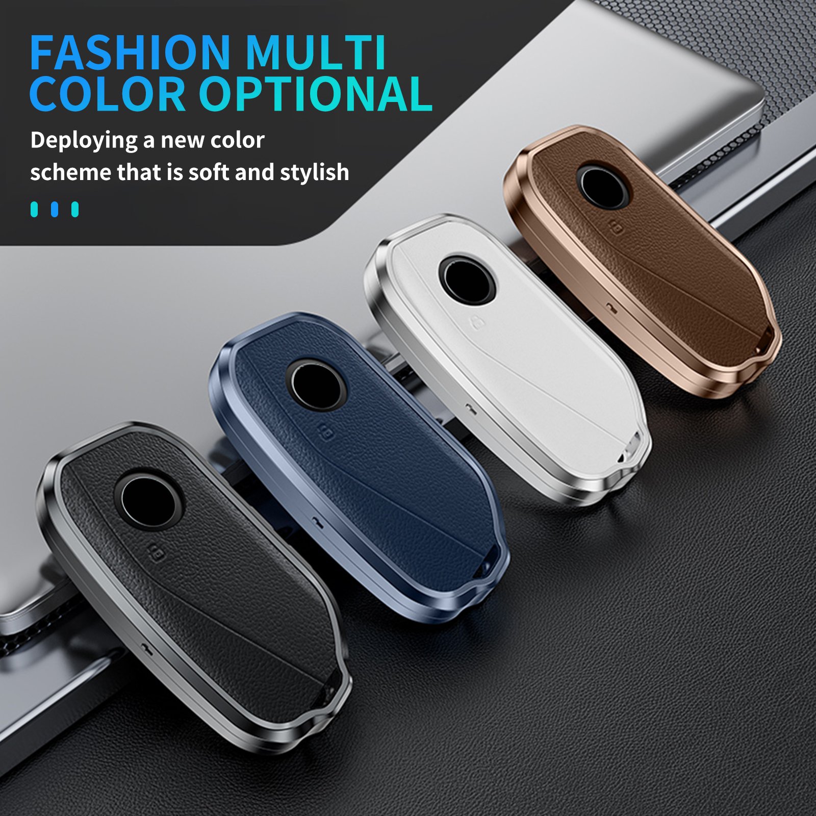 Aluminum Alloy & Leather TPU Accessory Car Key Case Keychain Holder for BMW X1 U11 735i 740Li I7 X7 Car Metal Key Cover