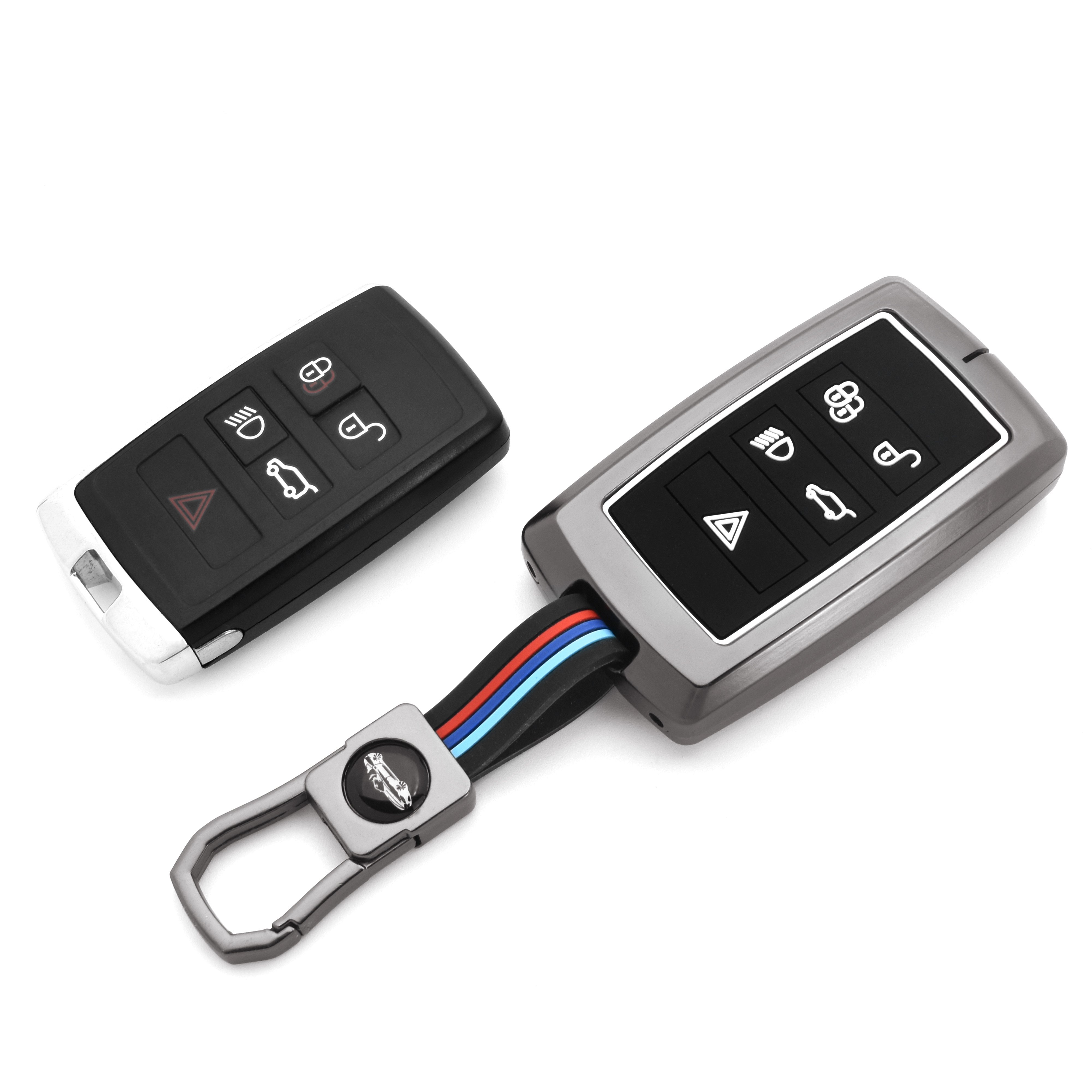 DM Luxury Car Key Bag All-around Land Rover Smart silicone metal Car Key Cover Case for LandRover Evoque for Jaguar Accessories