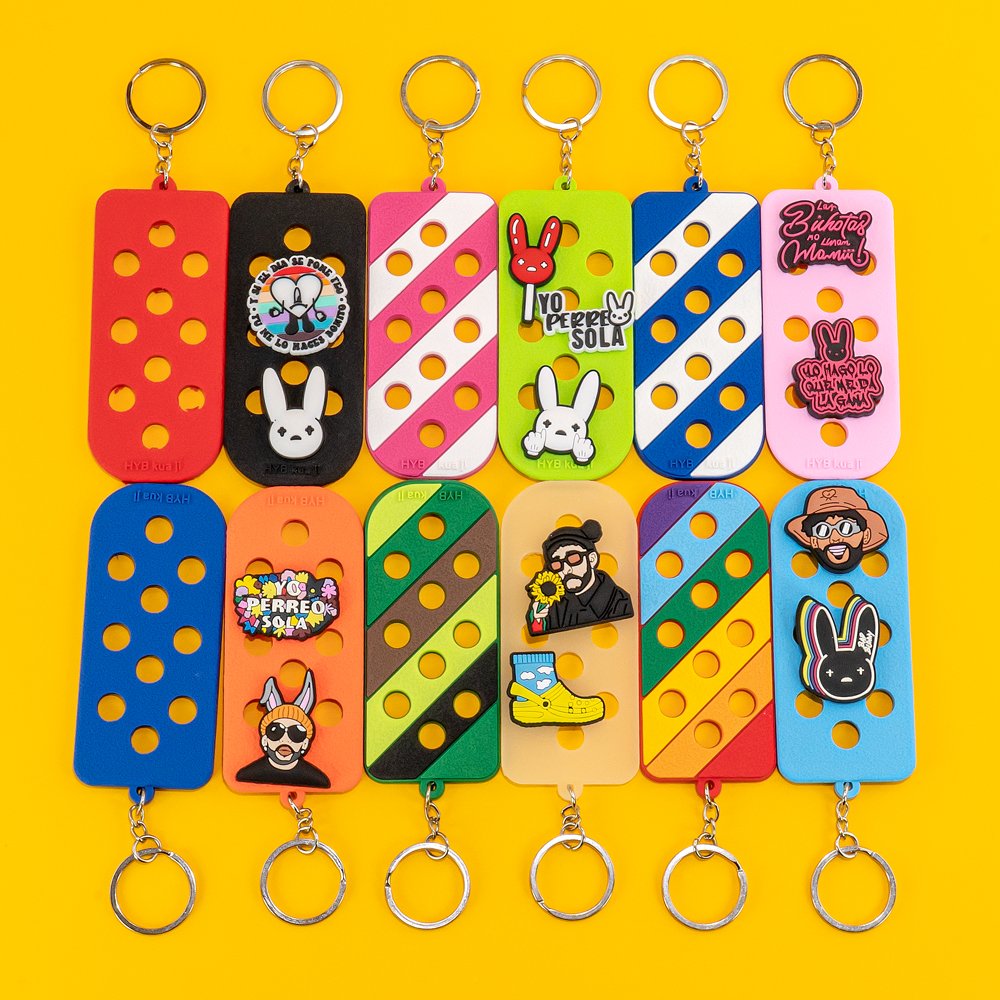New design PVC Fluorescent keychain shoe charm can be installed on the key ring fit car keys charms bag trinket wholesale 2
