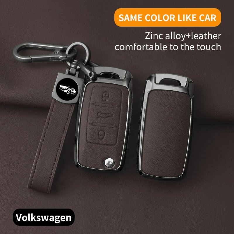 For Zinc Alloy VW Leather Keys Skoda Women Polo Protective Volkswagen Jetta 2016 Car Key Cover