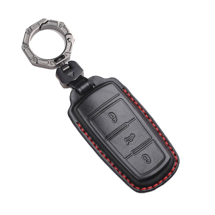 Handmade Genuine Leather Car Key Case Cover for Volkswagen CC Smart Remote Control Key Case Shell