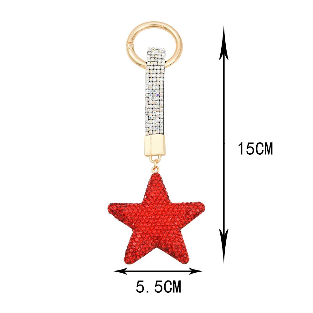 New Design Five Star Crystal Key Chain Fashion Full Diamond Zircon Star Rhinestone Keychain For Car Bag Accessories