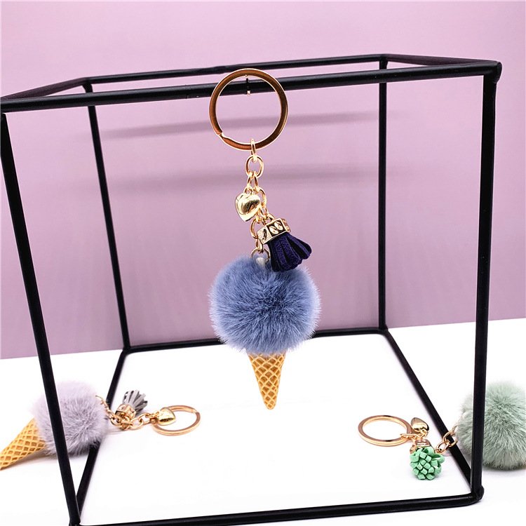 Lilangda Cute Bag Cartoon Plush Pendant Car Key Creative Gift Wholesale Ice Cream Keychain