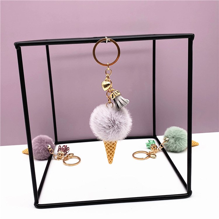 Lilangda Cute Bag Cartoon Plush Pendant Car Key Creative Gift Wholesale Ice Cream Keychain