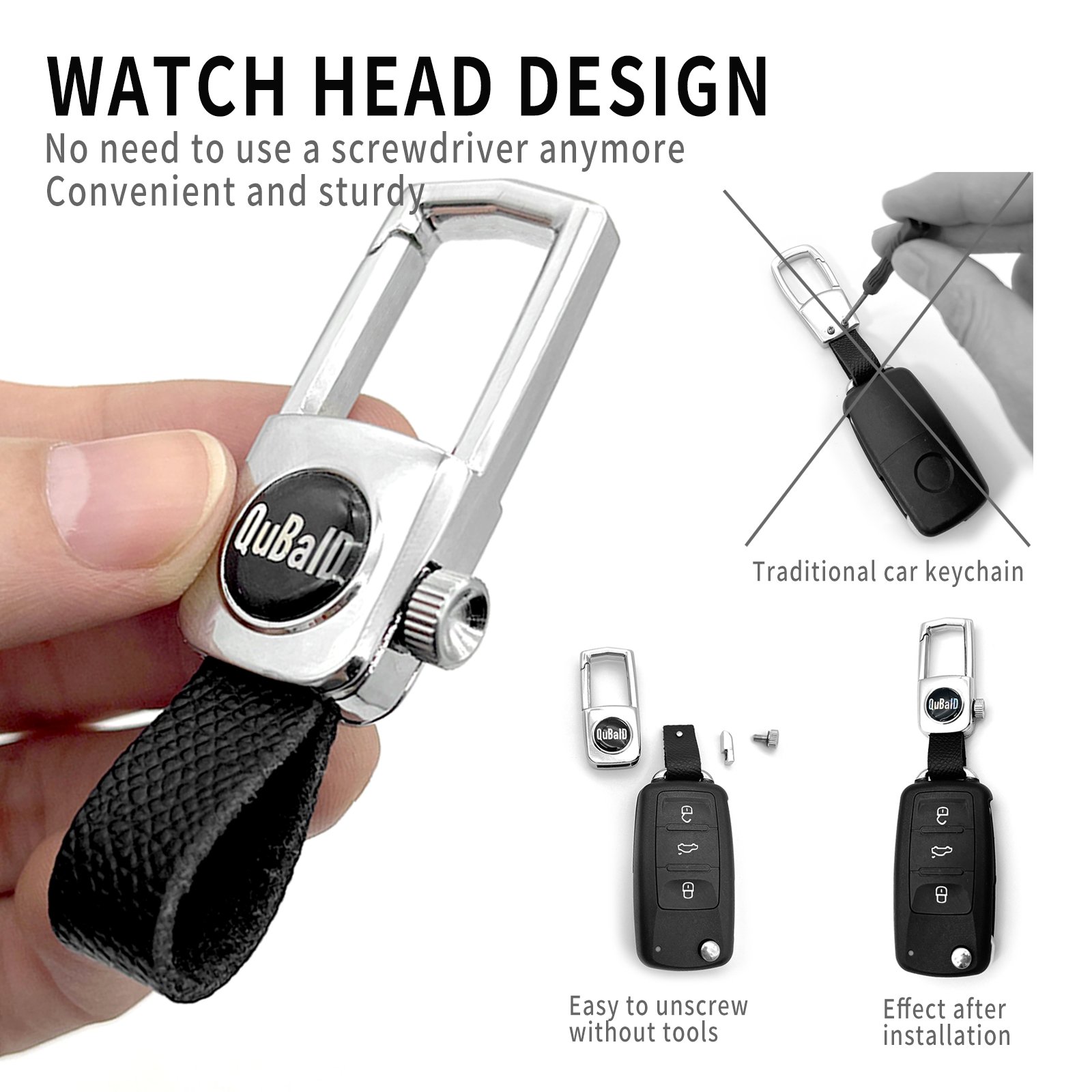 New Fashion Blank Key Ring Car Keychain Metal Leather Key Chain Holder Easy Installation Car Key Accessories