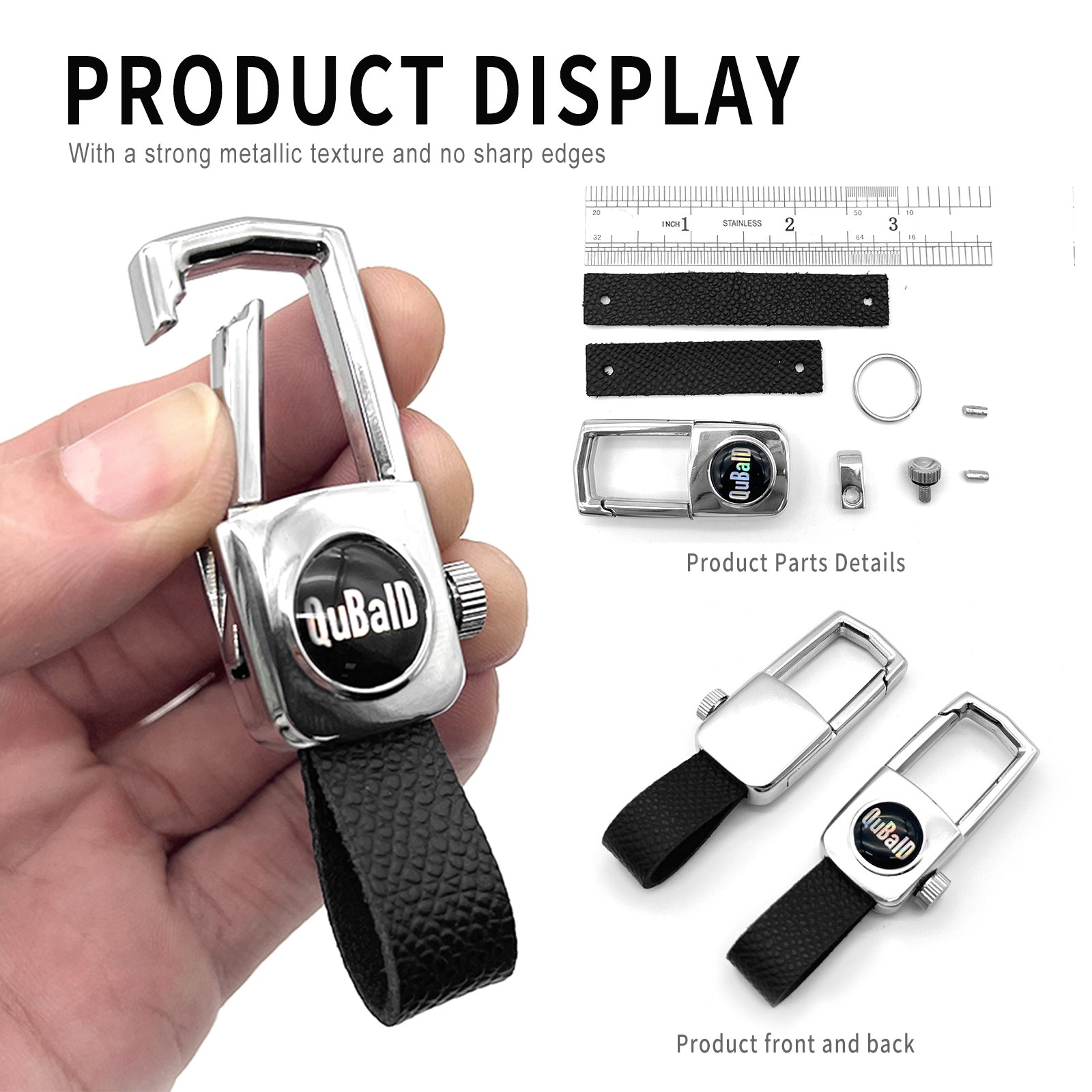 New Fashion Blank Key Ring Car Keychain Metal Leather Key Chain Holder Easy Installation Car Key Accessories
