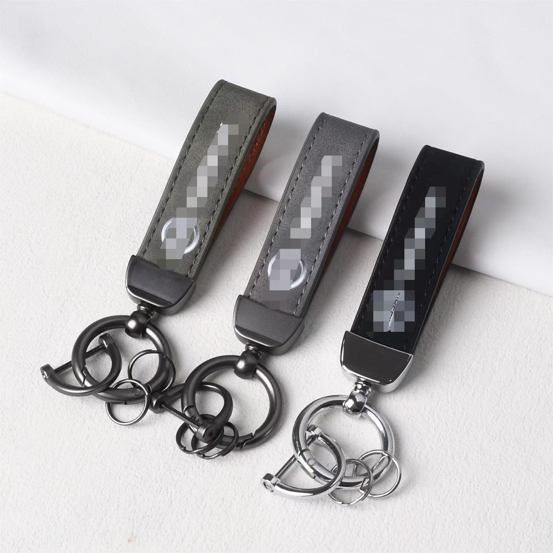 XM Wholesale Factory Custom Logo Luxury Sheepskin PU Leather Alloy Car Key Chain Ring Accessories Men Women Auto Logos Keychain