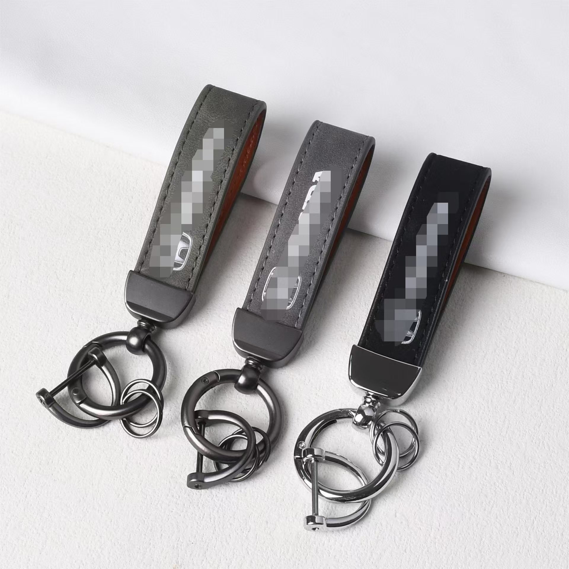 XM Wholesale Factory Custom Logo Luxury Sheepskin PU Leather Alloy Car Key Chain Ring Accessories Men Women Auto Logos Keychain