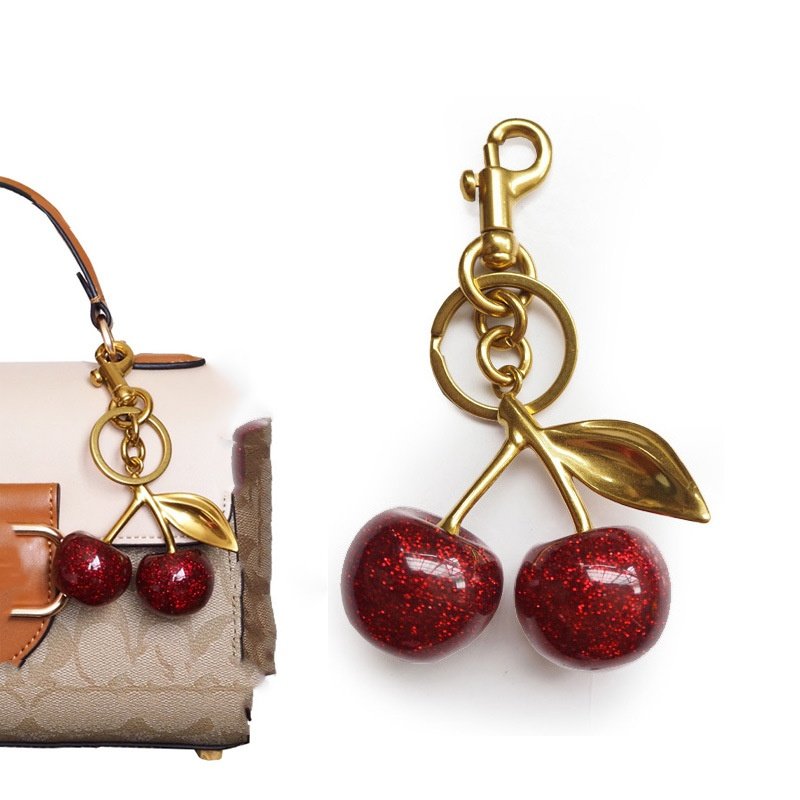 Promotional Creative Fashion Crystal 3D Cherry Keychain Bag Pendant Charms Keyring Women Girl Gift Acrylic Cherry Keychain