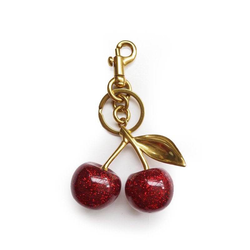 Promotional Creative Fashion Crystal 3D Cherry Keychain Bag Pendant Charms Keyring Women Girl Gift Acrylic Cherry Keychain