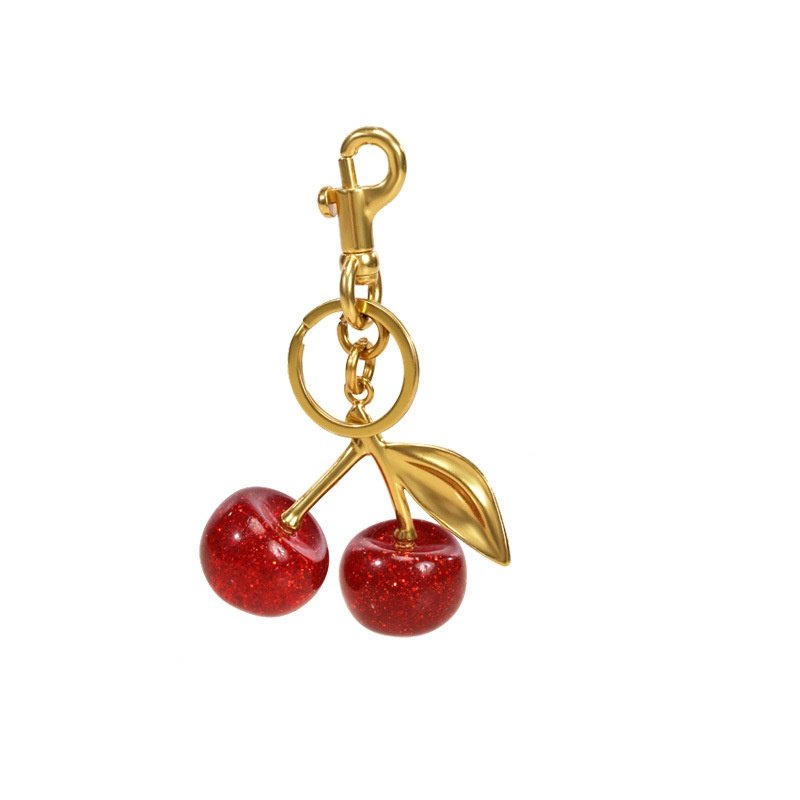 Promotional Creative Fashion Crystal 3D Cherry Keychain Bag Pendant Charms Keyring Women Girl Gift Acrylic Cherry Keychain